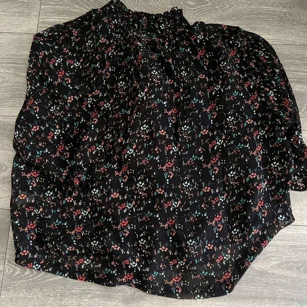Apiece Apart SHIRRED ZADAR TOP BRUSH PRINT BLACK MULTI